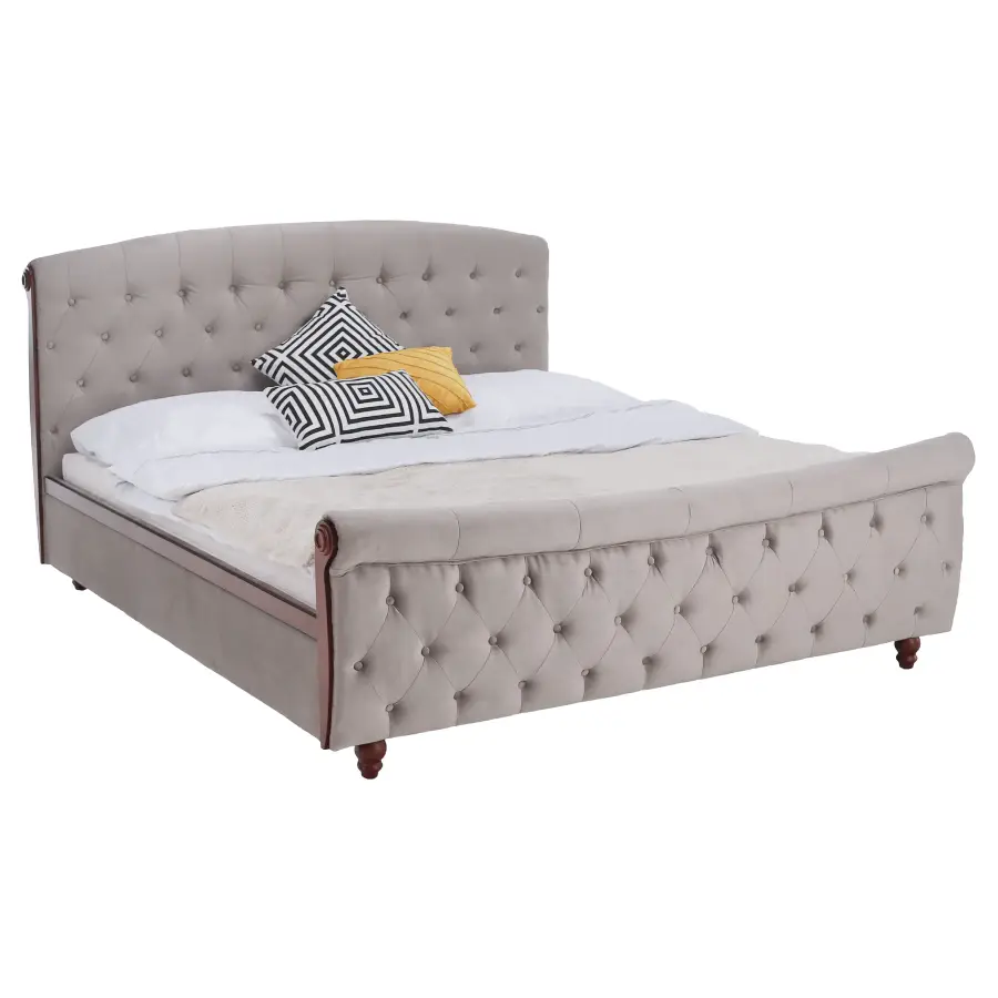 Postel s roštem, 180x200, šedohnědá Taupe Velvet látka, BARETO Kondela