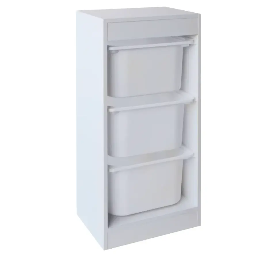 Regál s úložnými boxy, bílá, DUVAN Kondela