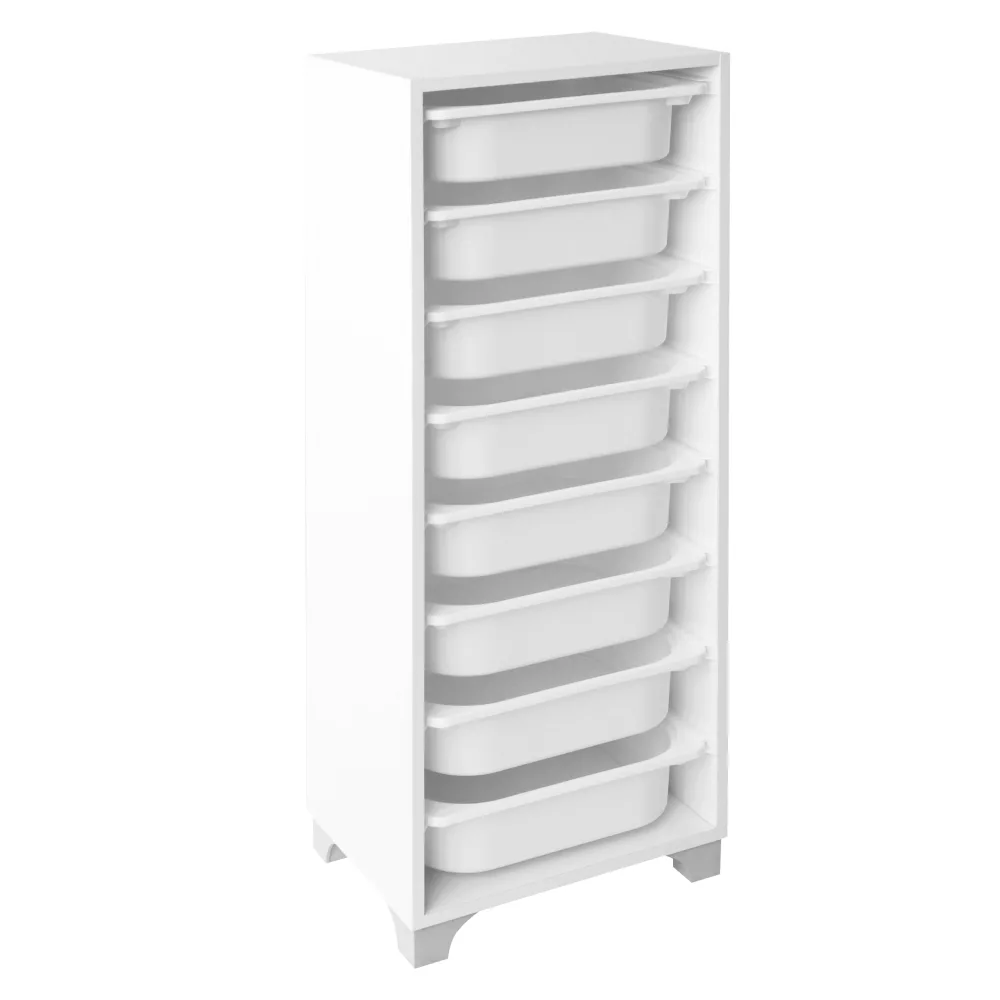 Regál s úložnými boxy, bílá, LUNOR Kondela
