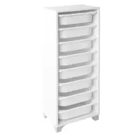 Regál s úložnými boxy, bílá, LUNOR Kondela
