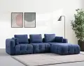 Rohová pohovka AMARIS 3 Seater With Pouffe – Tmavě modrá ASIRGROUP