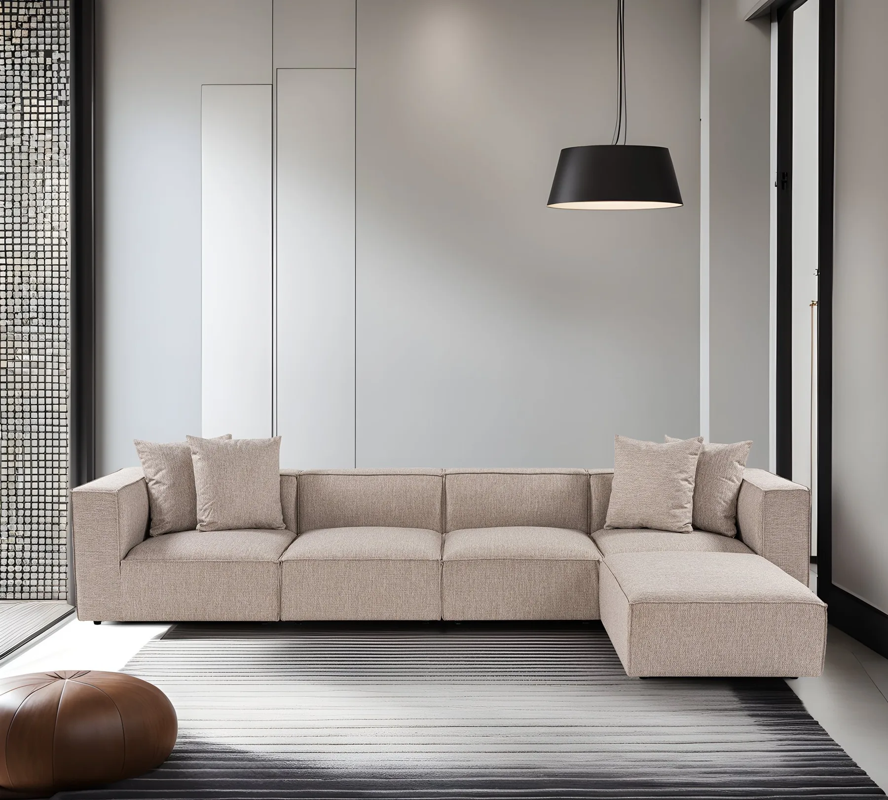 Rohová pohovka SORA (L1-O1-O1-1R-POUFFE ) ASIRGROUP (foto 267)
