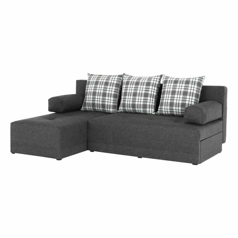 Rohová sedací souprava, šedý melír / vzor, levá, MEXX NEW Kondela