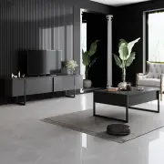 Obývací stěna LUXE – Antracitová / Černá ASIRGROUP