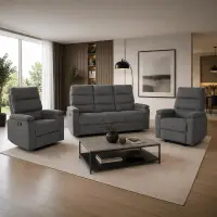 Sedací souprava, polohovací, šedá, látka, ASD-C5980 GREY2 Autronic