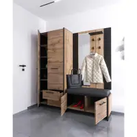 Skříň, dub wotan/černá, AMONI 2D2S/45 Kondela (foto 4)
