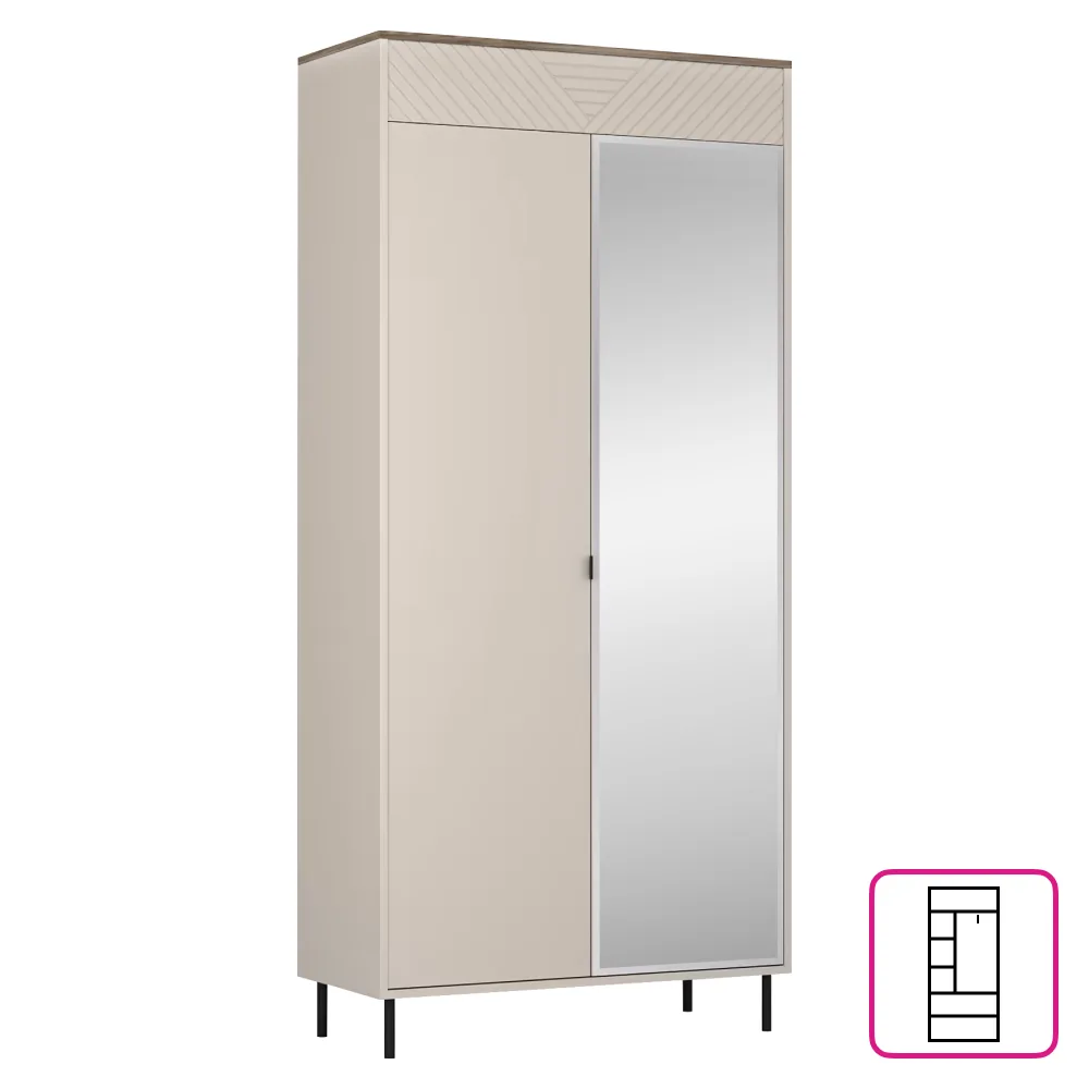 Skříň, kašmír/dub castello, EYCO 2D/40 Kondela