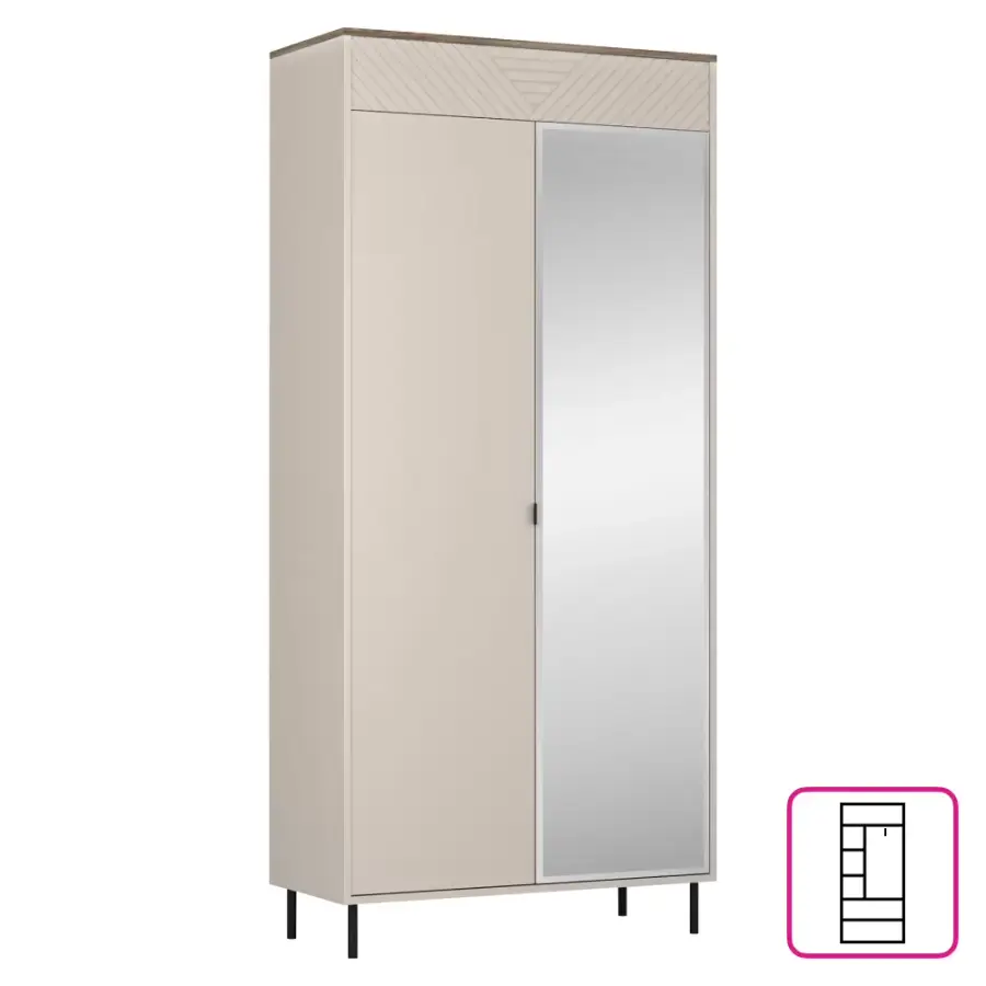 Skříň, kašmír/dub castello, EYCO 2D/40 Kondela