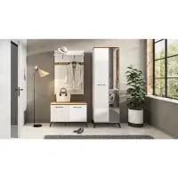 Skříň se zrcadlem, bílá/dub evoke, VELIS 1D/40 Kondela (foto 4)
