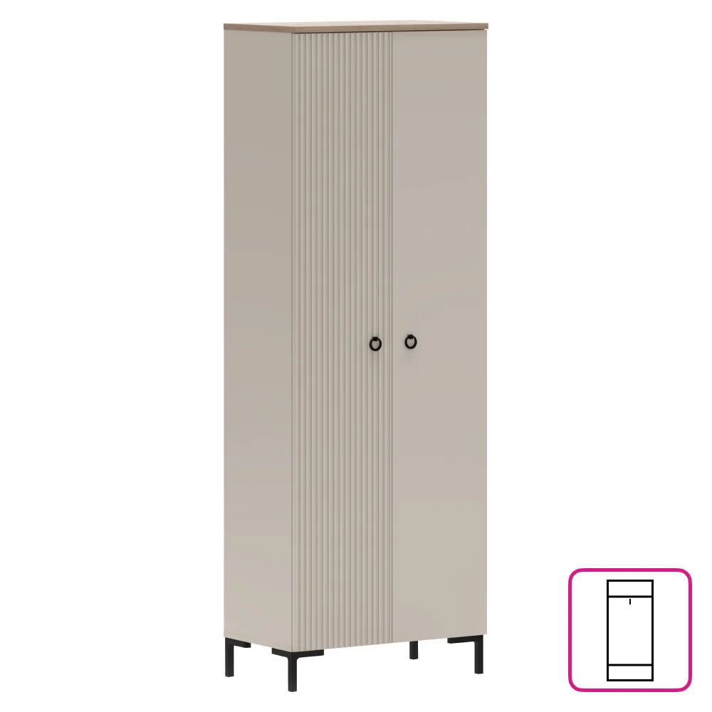 Skříň, šedohnědá Taupe/dub silverjack, DOMCA 2D Kondela