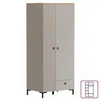 Skříň, šedohnědá Taupe/dub silverjack, DOMCA 2D1S Kondela