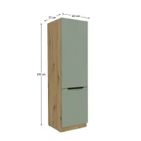 Skříňka na vestavnou chladničku, aquamarine/dub artisan, ARSANY 60 LO-210 2F Kondela (foto 2)