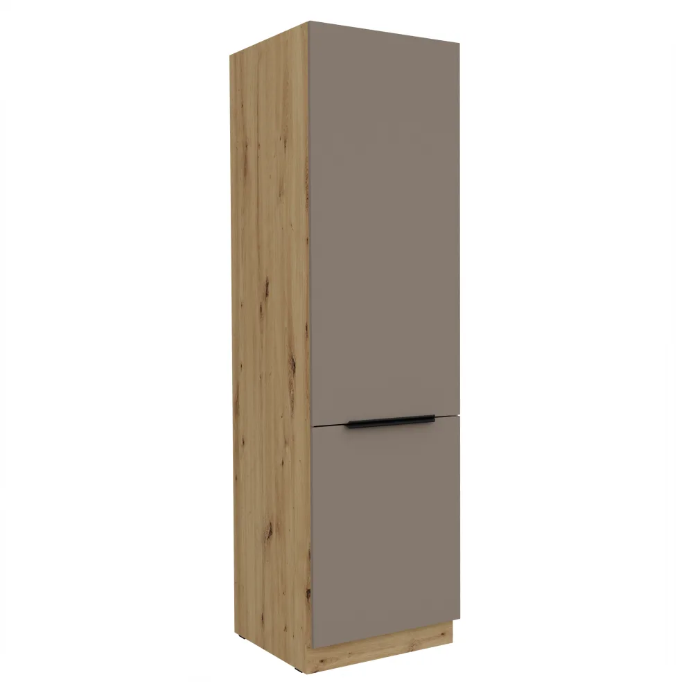 Skříňka na vestavnou chladničku, sandgrau/dub artisan, FRISBO 60 LO-210 2F Kondela