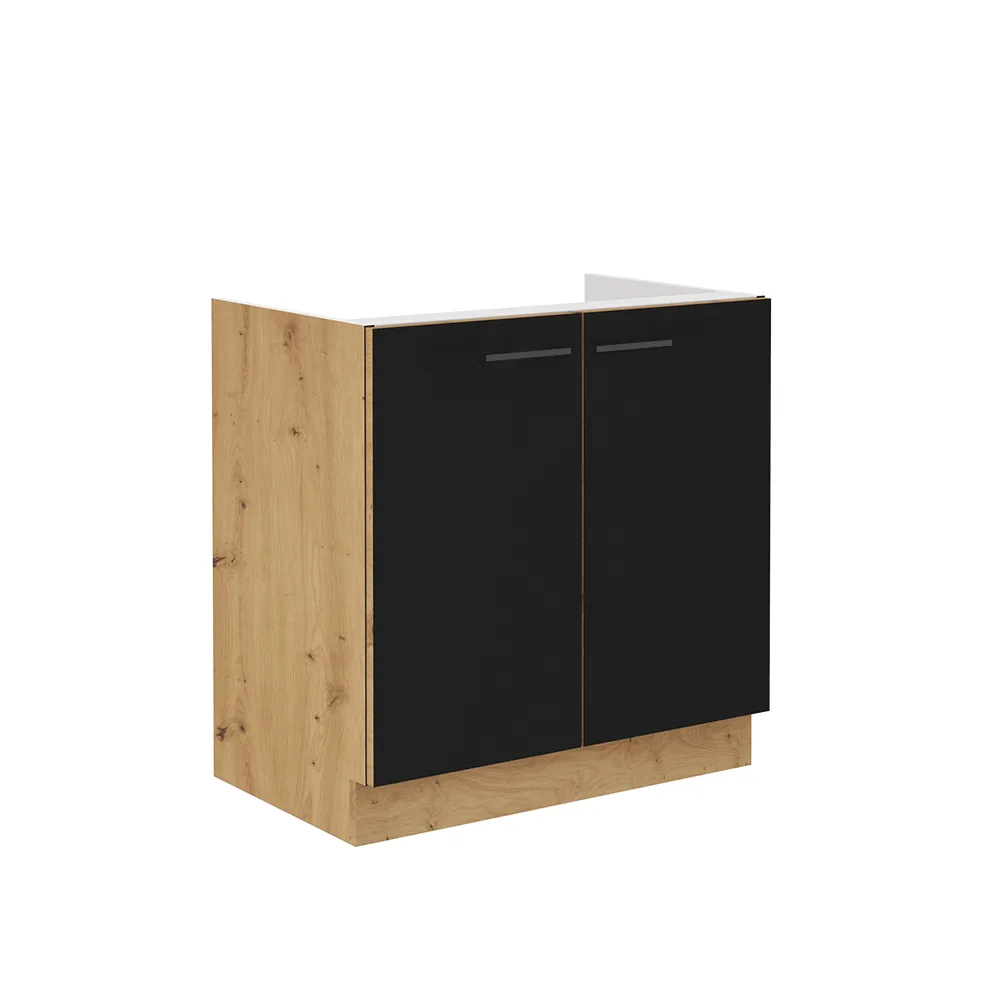 Spodní dřezová skříňka, černý mat / dub artisan, Monro 80ZL 2F BB Kondela