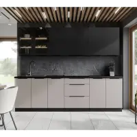 Spodní dřezová skříňka, kašmír/černá, ARAKA 80 ZL 2F BB Kondela (foto 5)