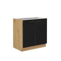 Spodní kuchyňská skříňka, černý mat / dub artisan, Monro 80 D 2F BB Kondela