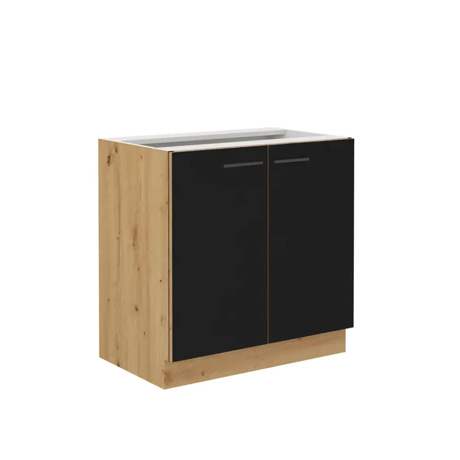 Spodní kuchyňská skříňka, černý mat / dub artisan, Monro 80 D 2F BB Kondela