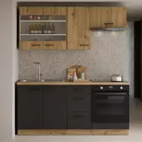 Spodní otevřená skříňka, černý mat / dub artisan, Monro 30 D ZAK BB Kondela (foto 3)