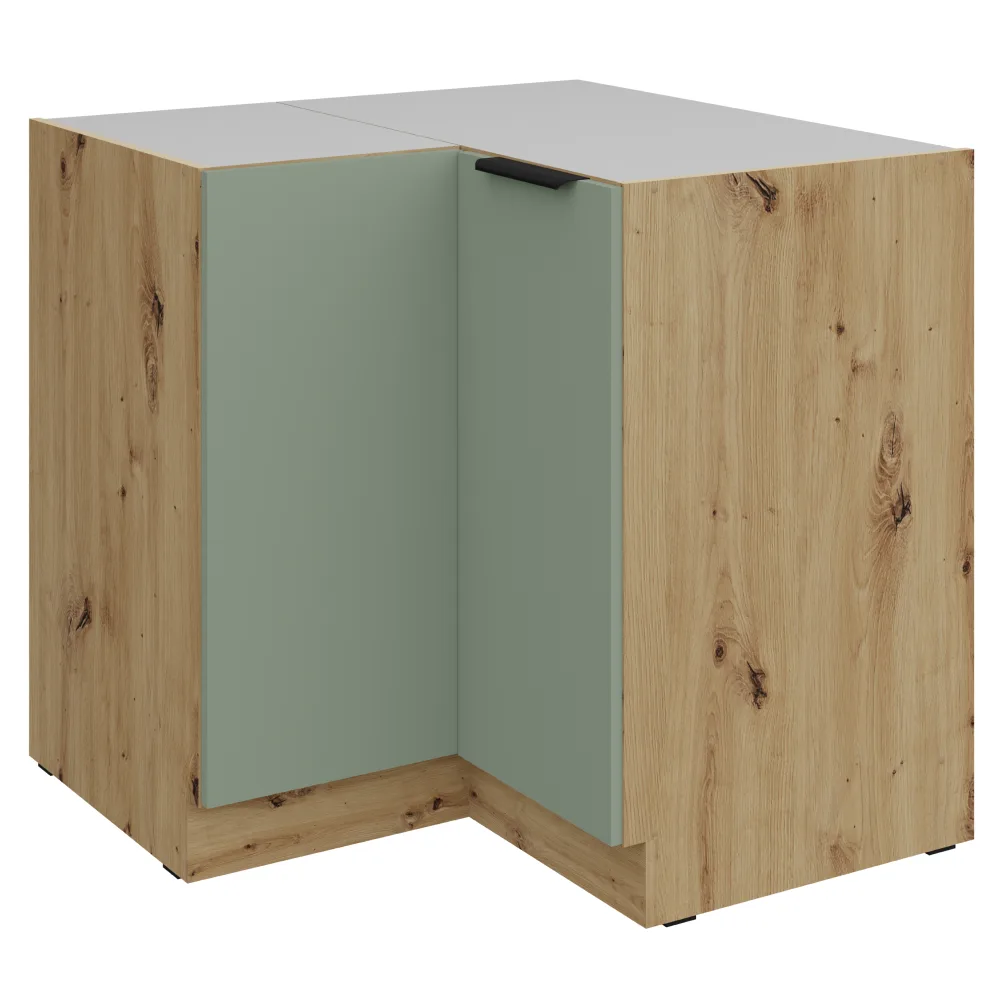 Spodní rohová skříňka, aquamarine/dub artisan, ARSANY 90x90 DN 2F BB Kondela