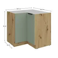 Spodní rohová skříňka, aquamarine/dub artisan, ARSANY 90x90 DN 2F BB Kondela (foto 3)
