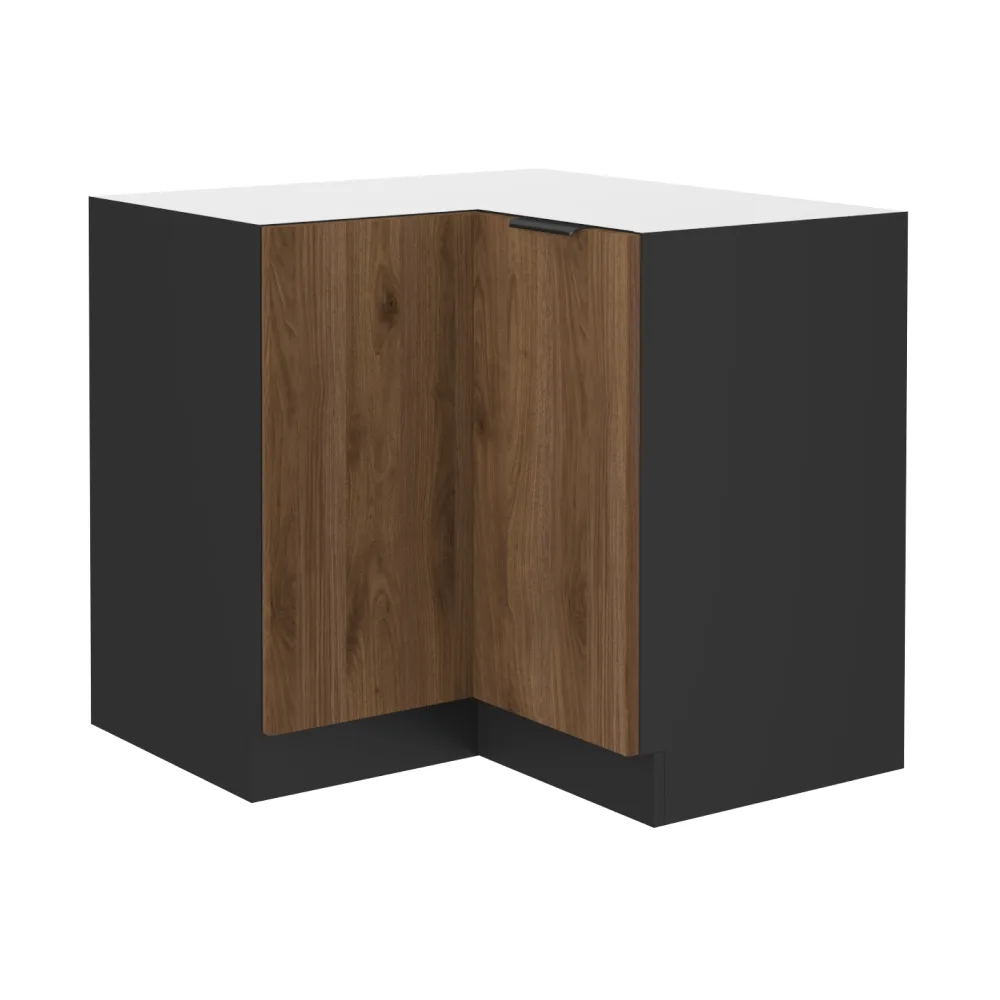 Spodní rohová skříňka, ořech okapi/černá, MENZO 90x90 DN 2F BB Kondela
