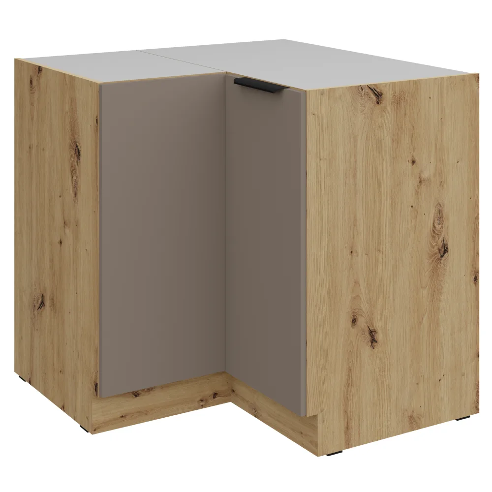 Spodní rohová skříňka, sandgrau/dub artisan, FRISBO 90x90 DN 2F BB Kondela