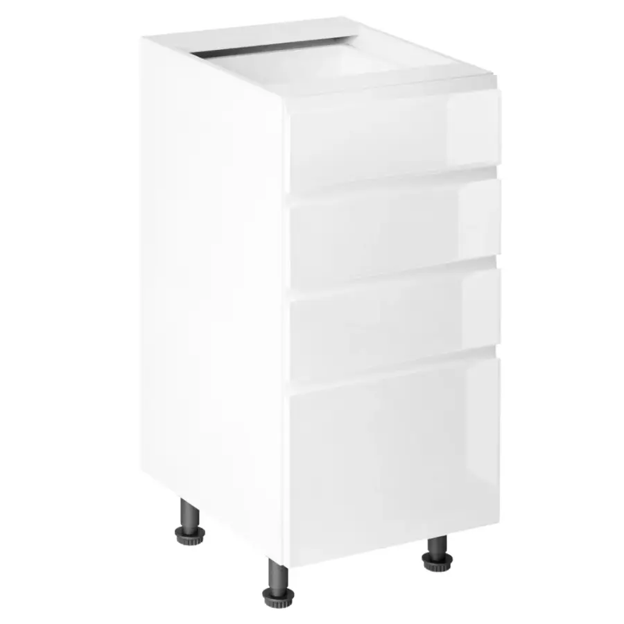 Spodní skříňka AURORA D40S4 – Bílá / bílá extra vysoký lesk HG Kondela