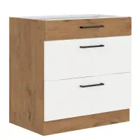 Spodní skříňka, bílá extra vysoký lesk HG / dub lancelot, VEGA D80 3S BB Kondela