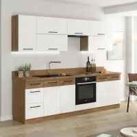Spodní skříňka, bílá extra vysoký lesk HG / dub lancelot, VEGA D80 3S BB Kondela (foto 5)