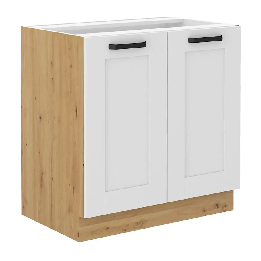 Spodní skříňka LULA 80 D 2F BB – Bílá/dub artisan Kondela