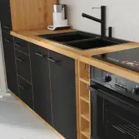 Spodní skříňka na vestavěný sporák, černý mat / dub artisan, Monro 60 D GAZ BB Kondela (foto 4)