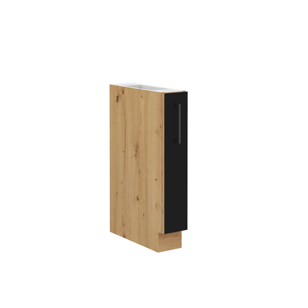 Spodní skříňka s kovovým košíkem, černý mat / dub artisan, Monro 15 D CARGO Kondela