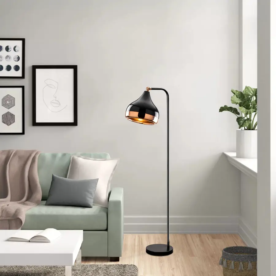 Stojací lampa YILDO – Černá / Měděná / 6906 ASIRGROUP
