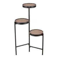 Stojan na květiny - 3 patrový, kovový s MDF (dýha jasan) Autronic