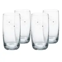 TEMPO-KONDELA SNOWFLAKE DRINK, sklenice na vodu, set 4 ks, s krystaly, 460 ml Kondela