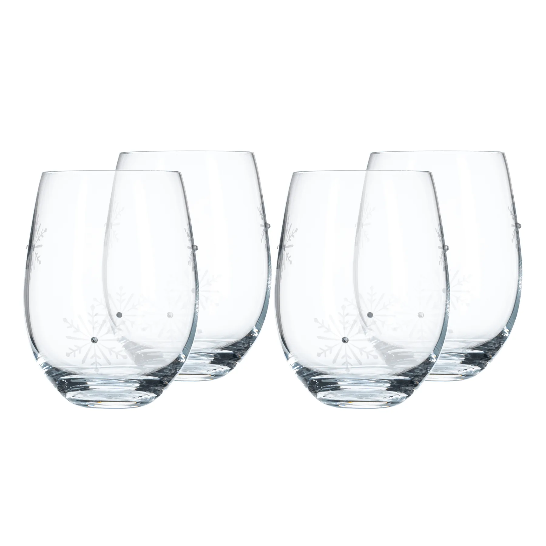 TEMPO-KONDELA SNOWFLAKE STRIK, sklenice, set 4 ks, s krystaly, 530 ml Kondela