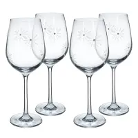 TEMPO-KONDELA SNOWFLAKE VINO, sklenice na víno, set 4 ks, s krystaly, 450 ml Kondela