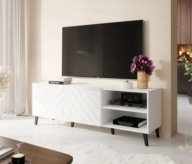 TV stolek ABETO 150 cm – Grafit matný/ grafit lesklý Halmar