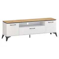 TV stolek, bílá/dub evoke, VELIS 2D1S/170 Kondela