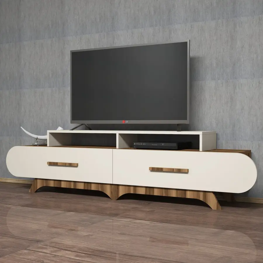 TV stolek FLORA – Ořech / Bílá ASIRGROUP