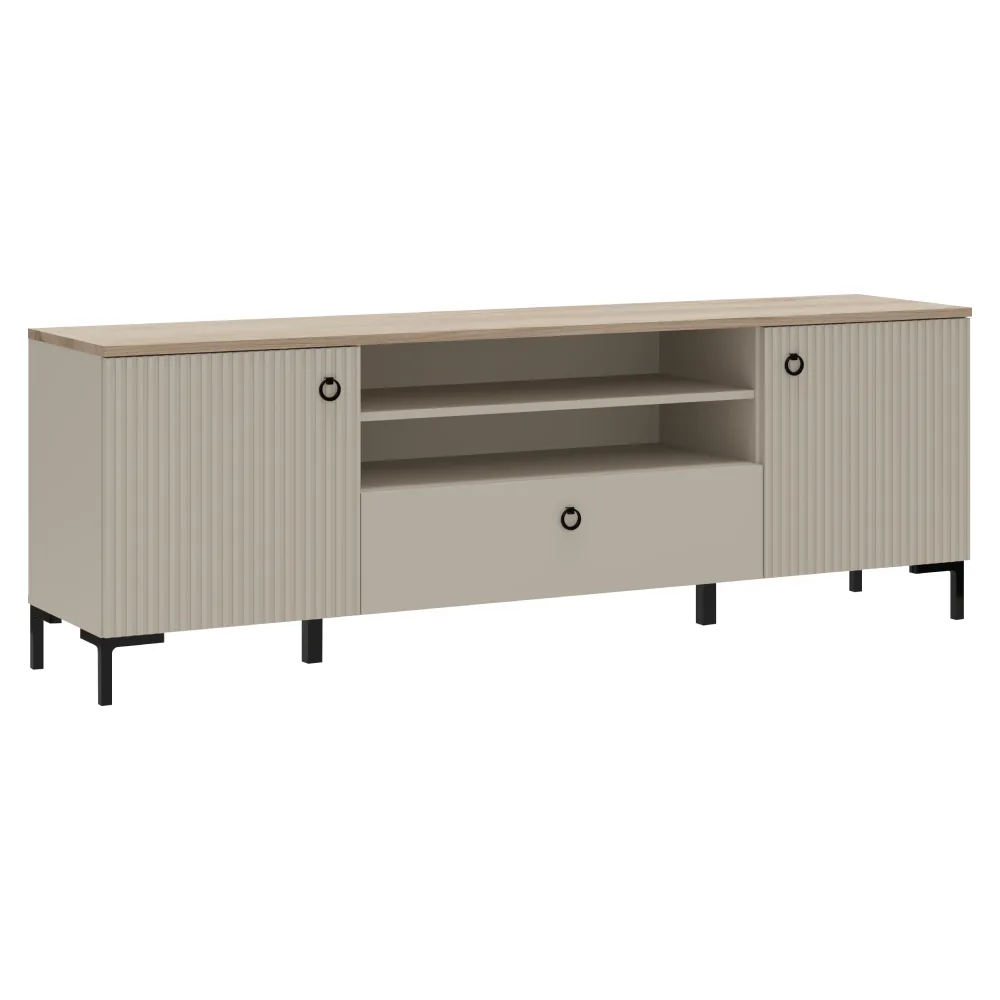 TV stolek, šedohnědá Taupe/dub silverjack, DOMCA 2D1S Kondela
