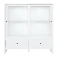 Vitrína nízká 2W2S, bílá, OLJE Kondela