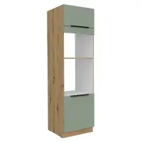 Vysoká skříňka na troubu a mikrovlnou troubu, aquamarine/dub artisan, ARSANY 60 DPM-210 2F Kondela