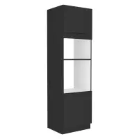 Vysoká skříňka na troubu a mikrovlnou troubu, černá, SIBER 60 DPM-210 2F Kondela