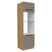 Vysoká skříňka na troubu a mikrovlnou troubu, sandgrau/dub artisan, FRISBO 60 DPM-210 2F Kondela