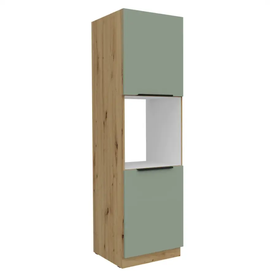 Vysoká skříňka na vestavnou troubu, aquamarine/dub artisan, ARSANY 60 DP-210 2F Kondela
