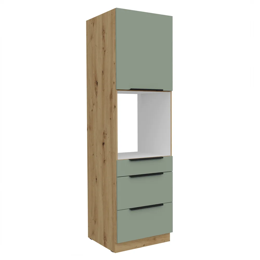 Vysoká skříňka na vestavnou troubu, aquamarine/dub artisan, ARSANY 60 DPS-210 3S1F Kondela