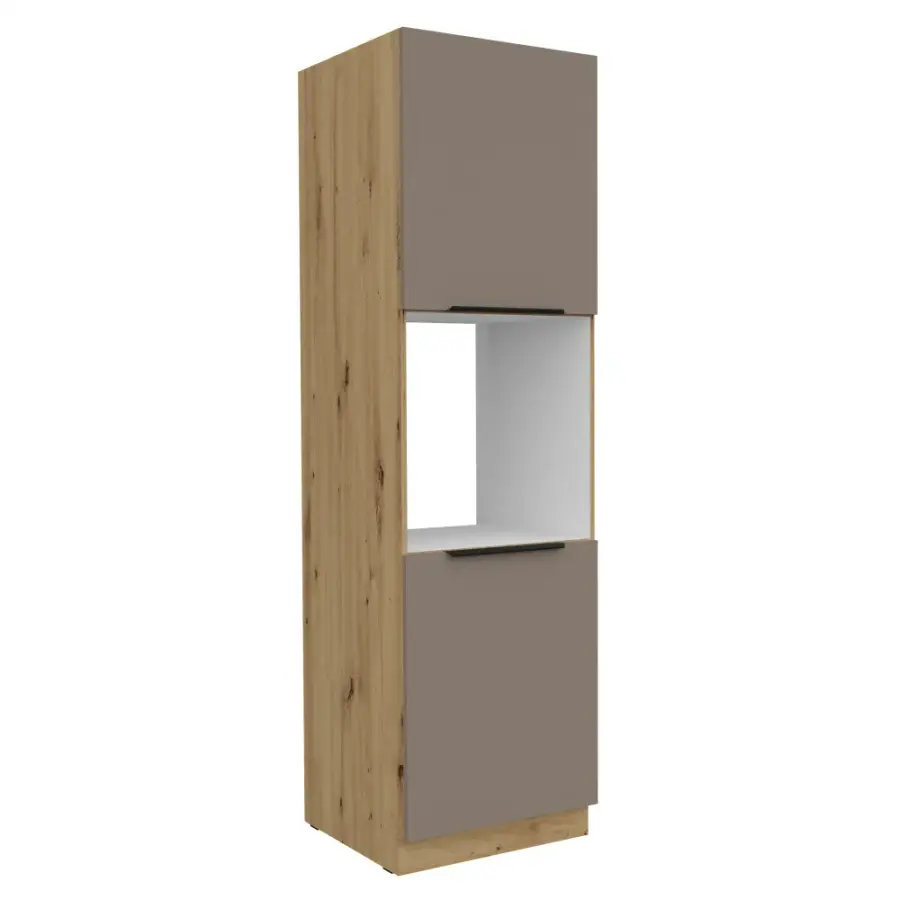 Vysoká skříňka na vestavnou troubu, sandgrau/dub artisan, FRISBO 60 DP-210 2F Kondela