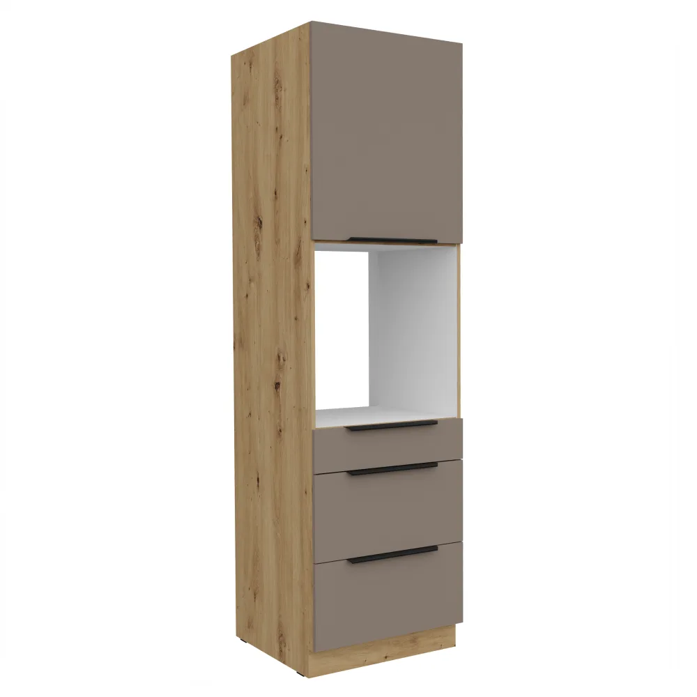 Vysoká skříňka na vestavnou troubu, sandgrau/dub artisan, FRISBO 60 DPS-210 3S1F Kondela