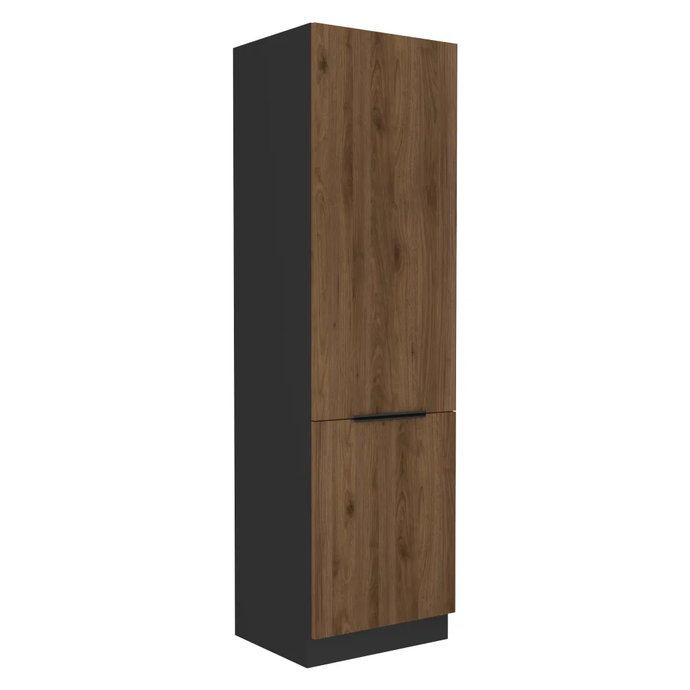 Vysoká skříňka, ořech okapi/černá, MENZO 60 DK-210 2F Kondela